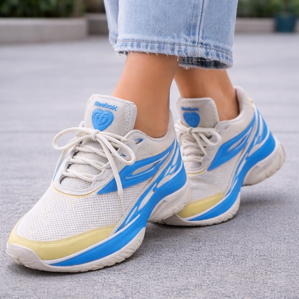 Reebok Women's Cream, Blue & Yellow Low-Top Sneakers